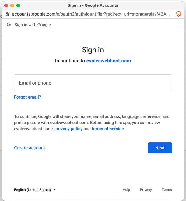 Sign in with Google Popup Notification