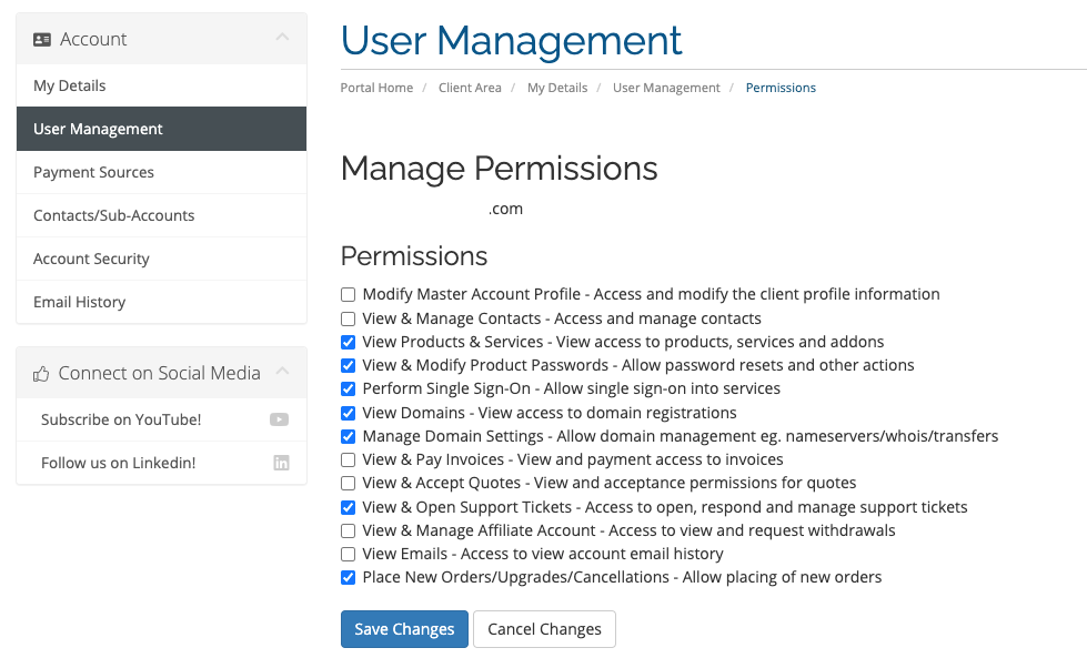 Manage Existing User Permissions