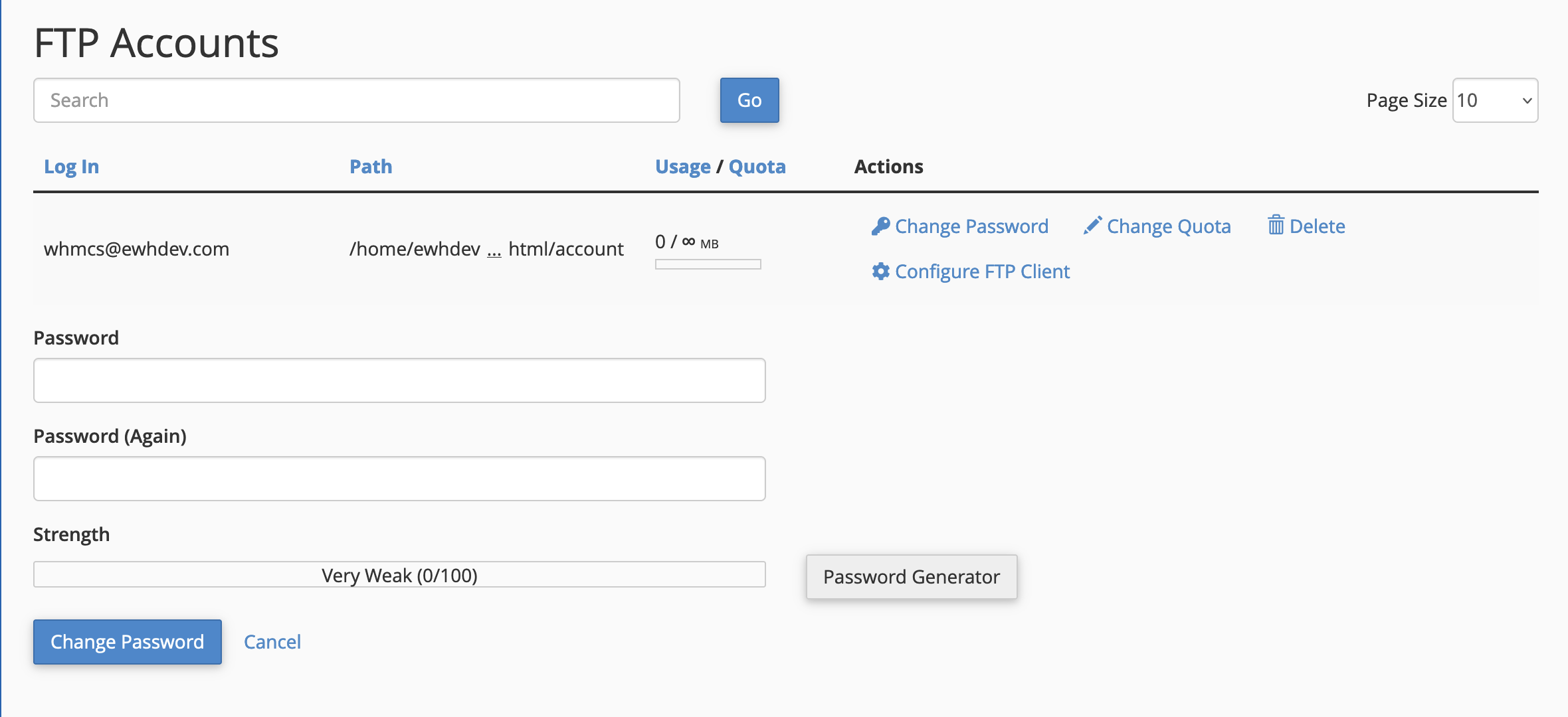 Change an FTP Account Password in cPanel