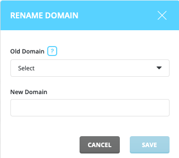 DirectAdmin Rename Domain Popup Screen